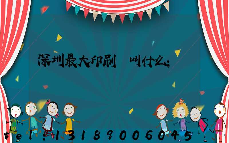 深圳最大印刷廠叫什么
